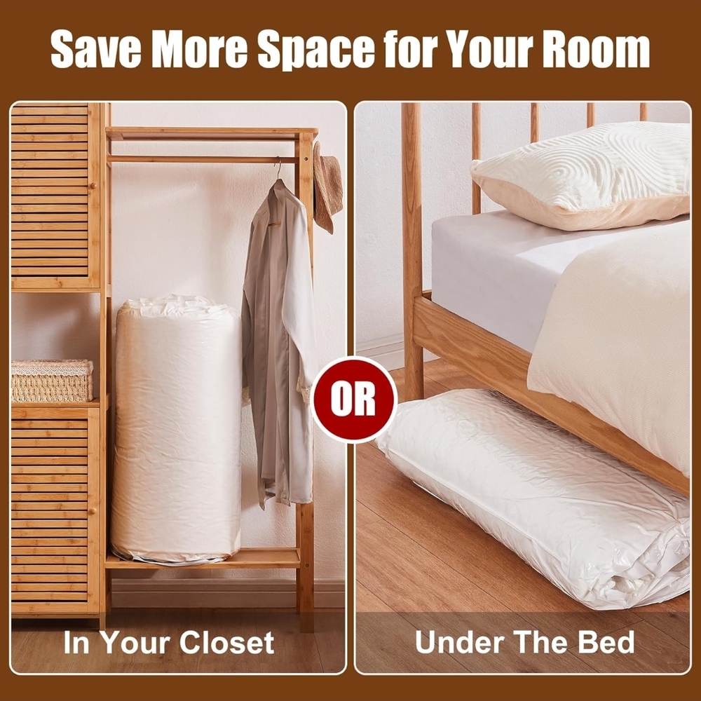 Twin / XL Mattress Vacuum Storage Bag | White 5 mil w Straps + Dbl Zipper - Picture 2 of 12